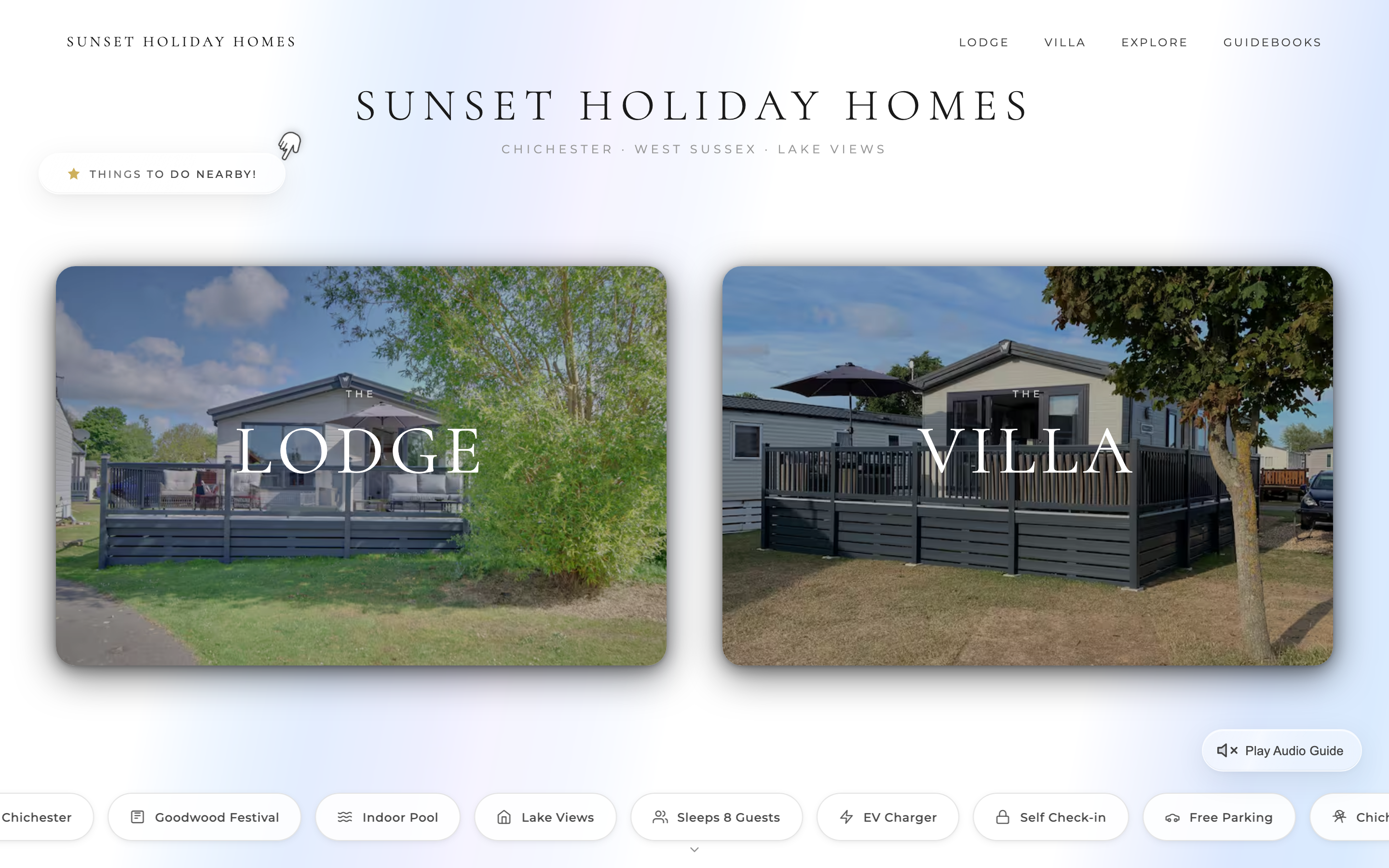 Sunset Holiday Homes website preview